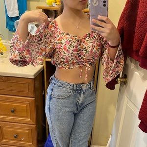 Cute flower cropped top
